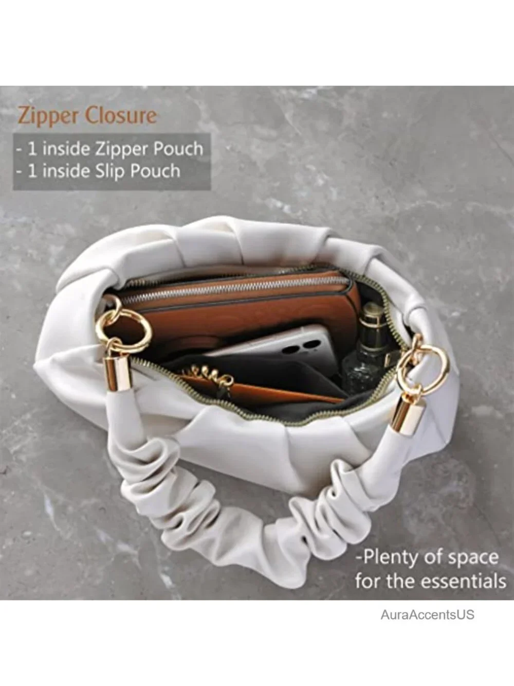 Vegan Leather Hobo Bag Crossbody Shoulder Handbag Ruched Pouch Clutch